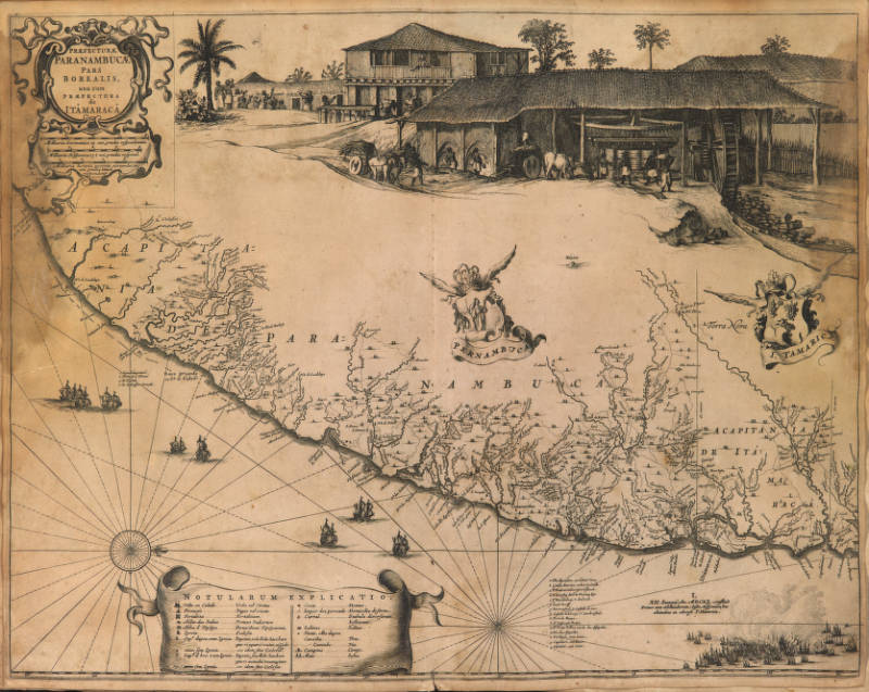 Mapa do norte de Pernambuco e Itamaraca, com engenho de açúcar - 1647