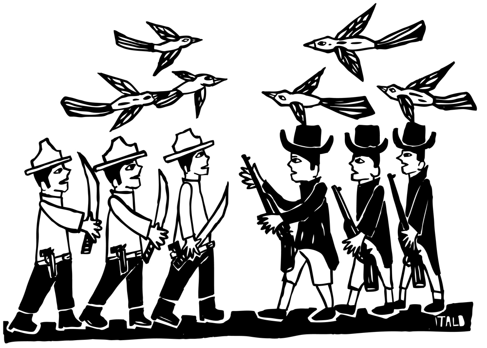 Guerra dos Mascates - Ilustração do xilógrafo Ítalo Henrique