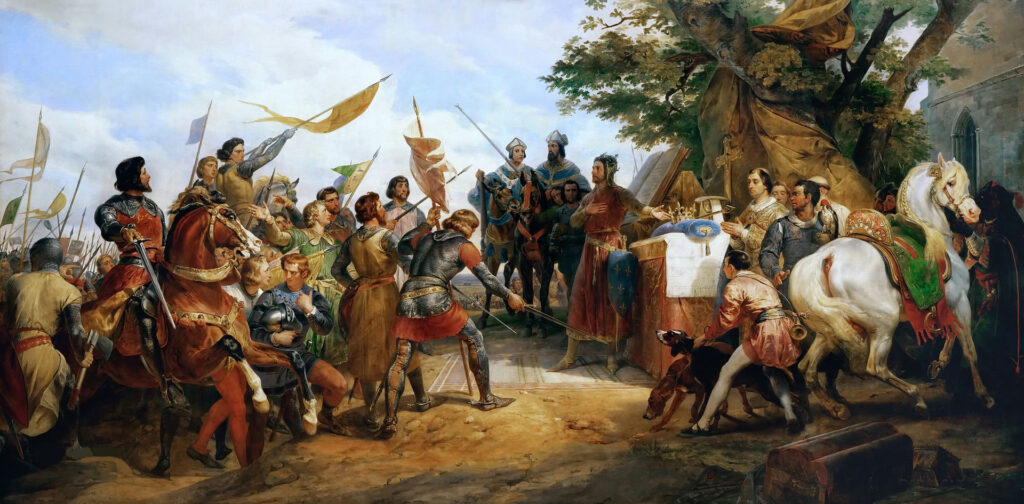 A Batalha de Bouvines por Horace Vernet.