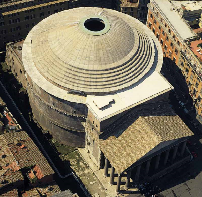 Panteão de Roma, feito inteiramente de concreto