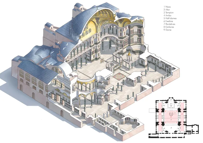 Reconstrução do interior da Hagia Sophia