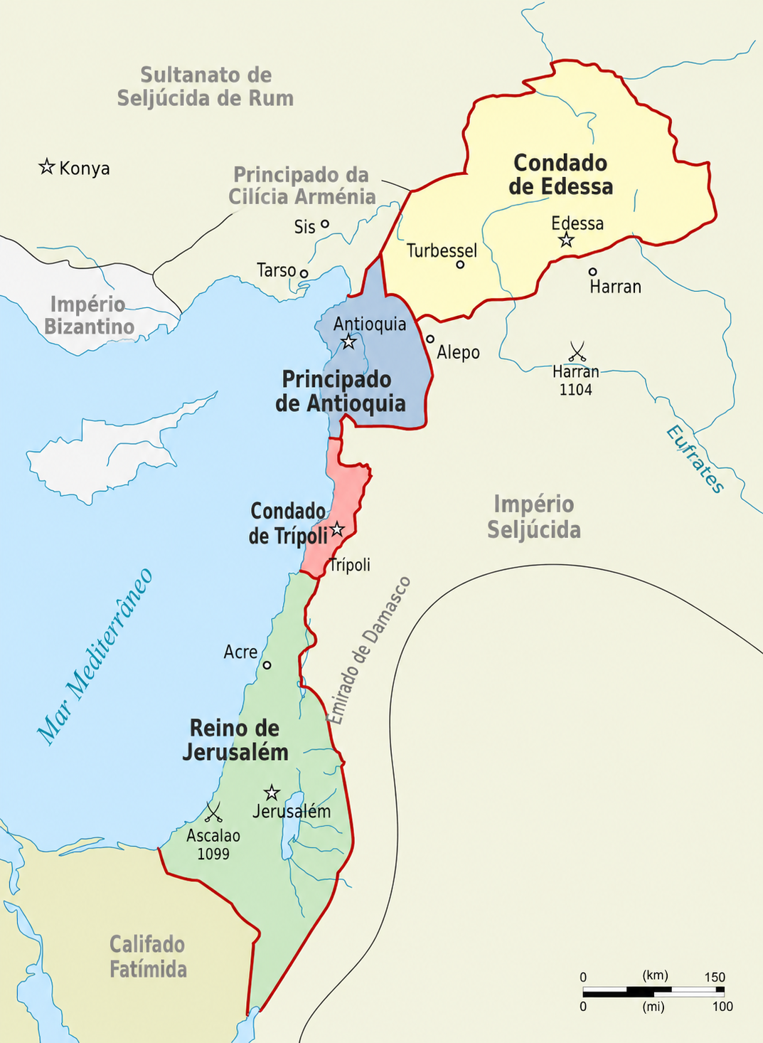Os Estados Cruzados após a conquista em 1099